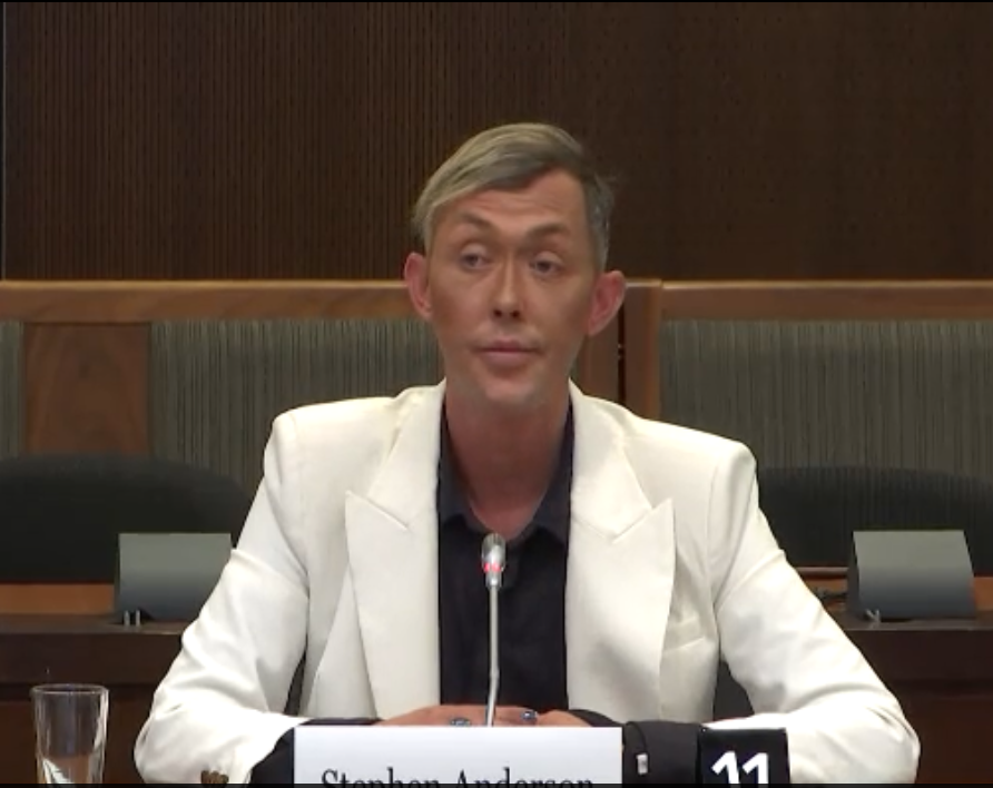 Minister Randy Boissonnault's former business partner, Stephen Anderson, chief operating officer of Global Health Imports, testifying to the parliamentary ethics committee on July 17, 2024.